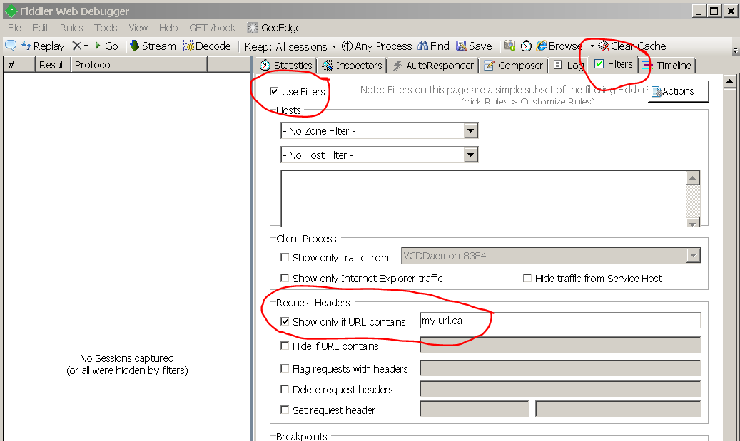 Filter Fiddler Sessions by URL